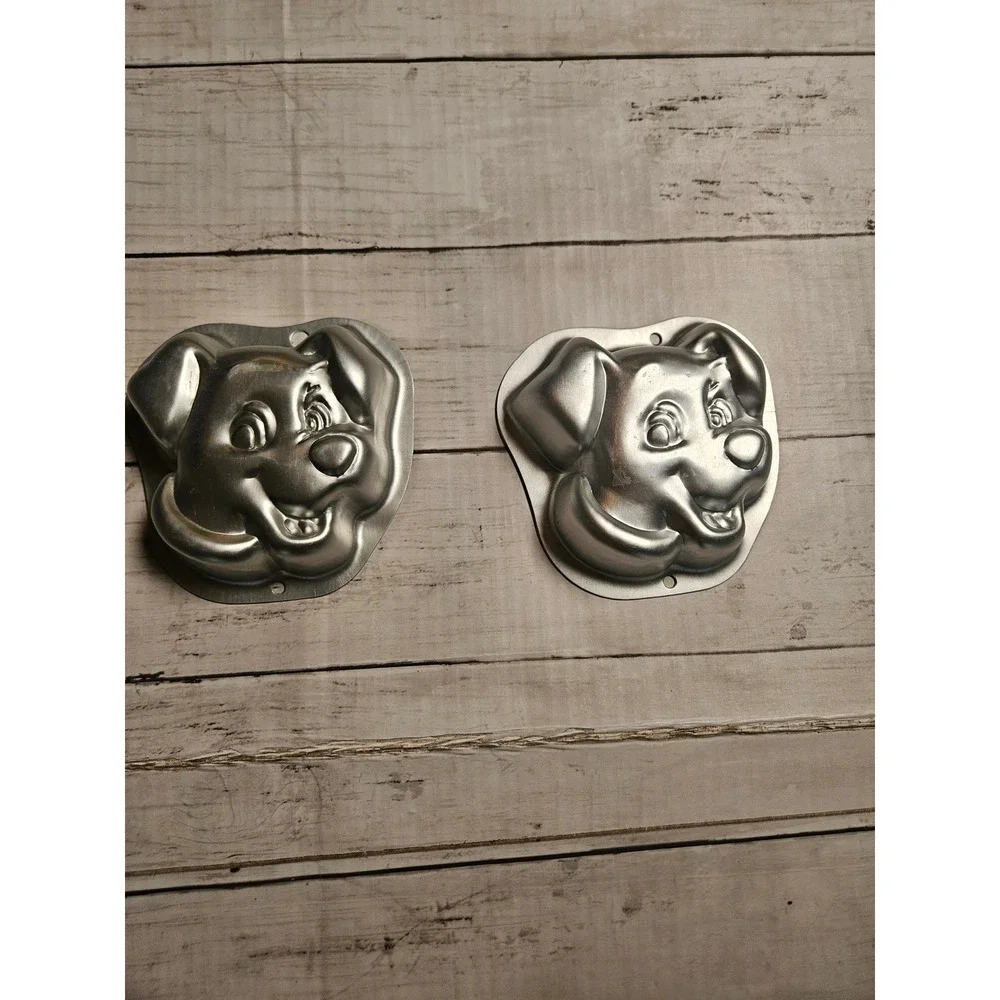 Vintage Wilton Puppy Dog Cake Pans Set of 2 Aluminum‎ Mold 1990s Birthday Party